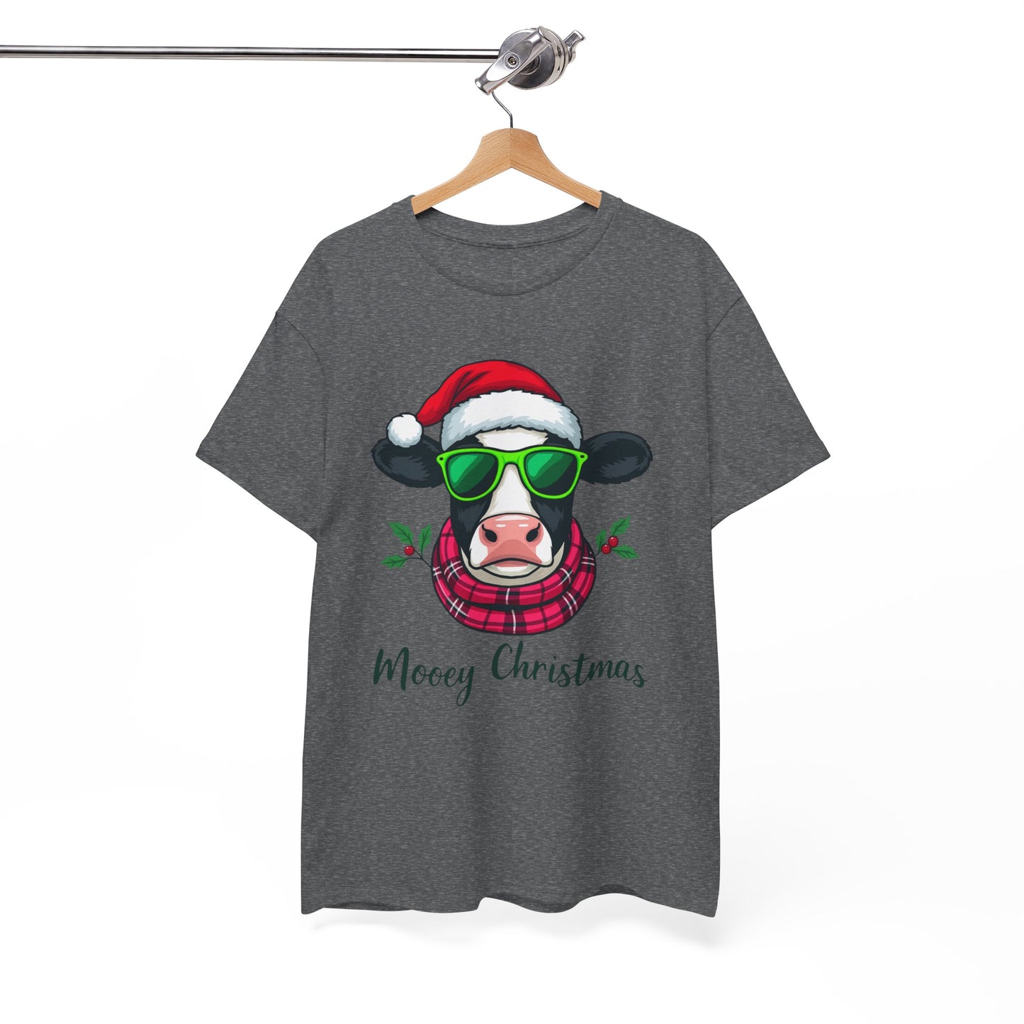 Moovey Christmas Cow Tee - Pink Plaid Scarf & Sunglasses