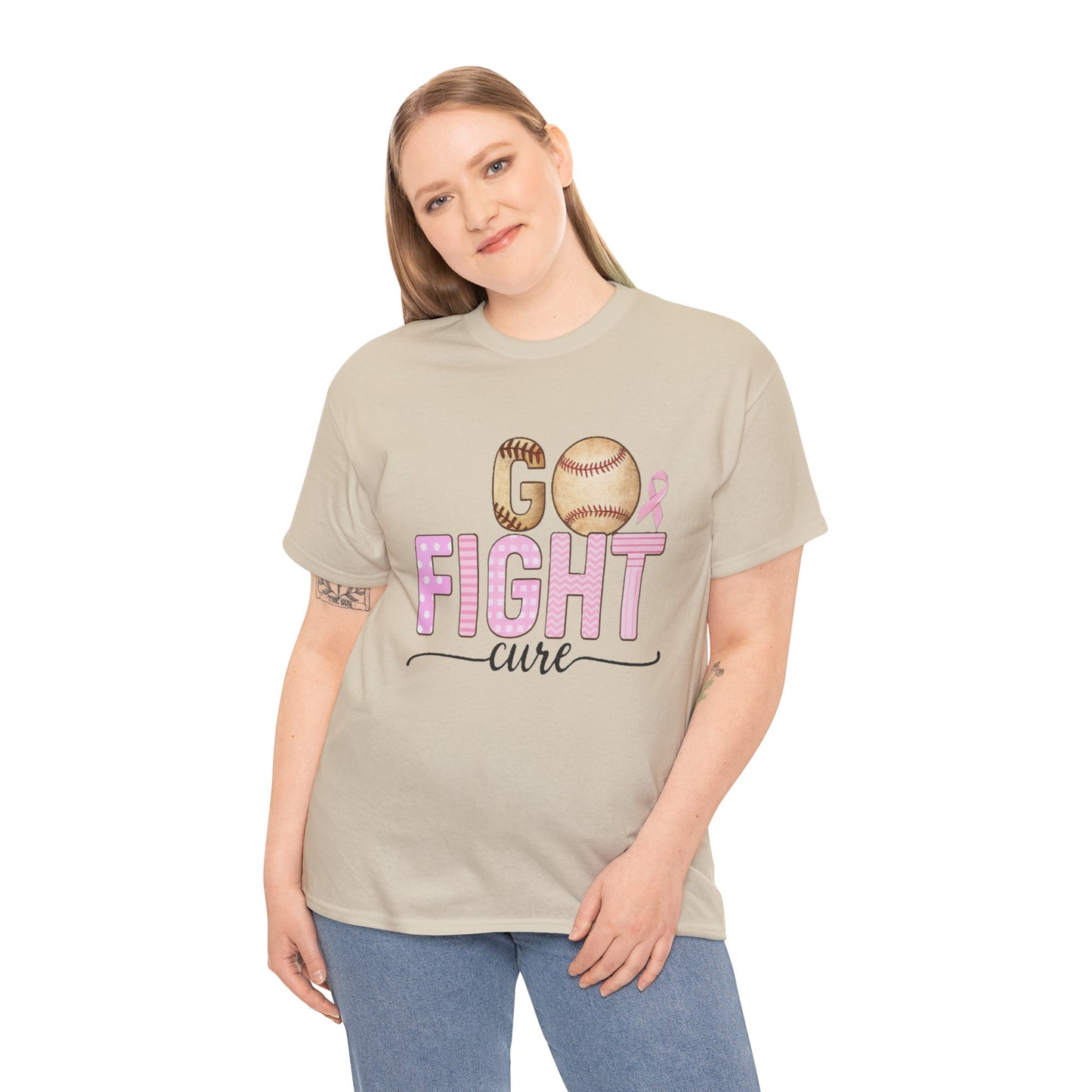 Go Fight Cure Baseball Pink Ribbon Awareness Tee