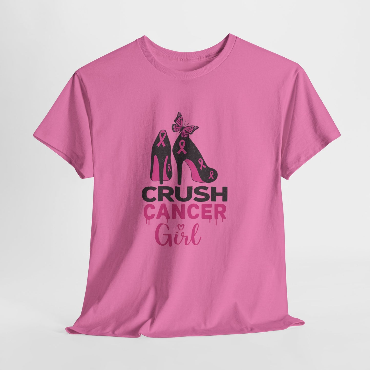 Crush Cancer Girl Tee: High Heels, Pink Ribbon, Hope