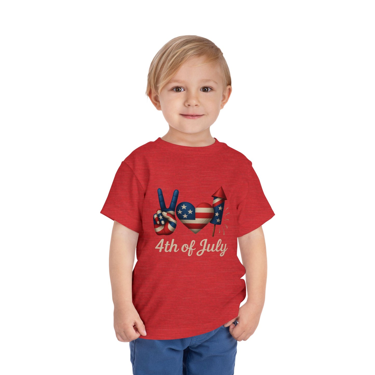 4th of July Peace & Heart Tee: Patriotic Toddler Shirt