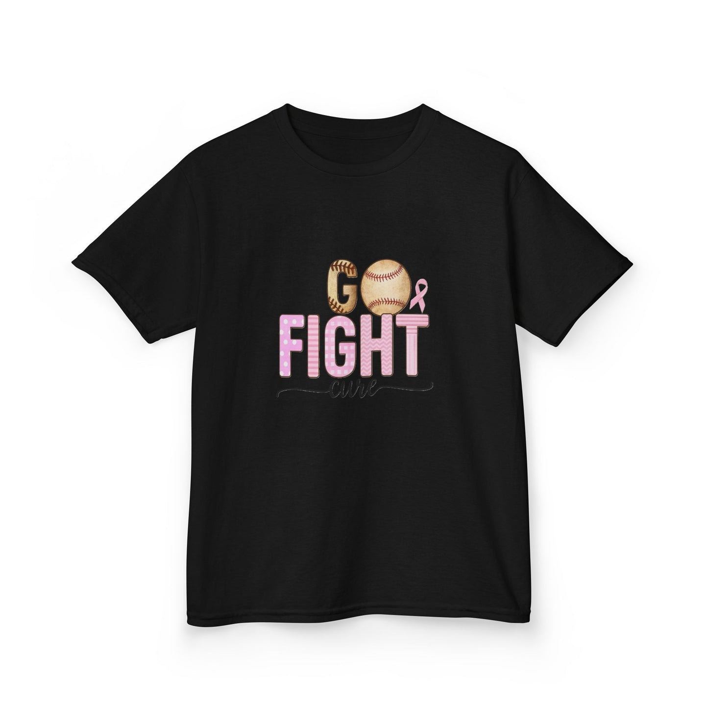 Go Fight Cure Baseball Pink Ribbon Kids Christmas Tee