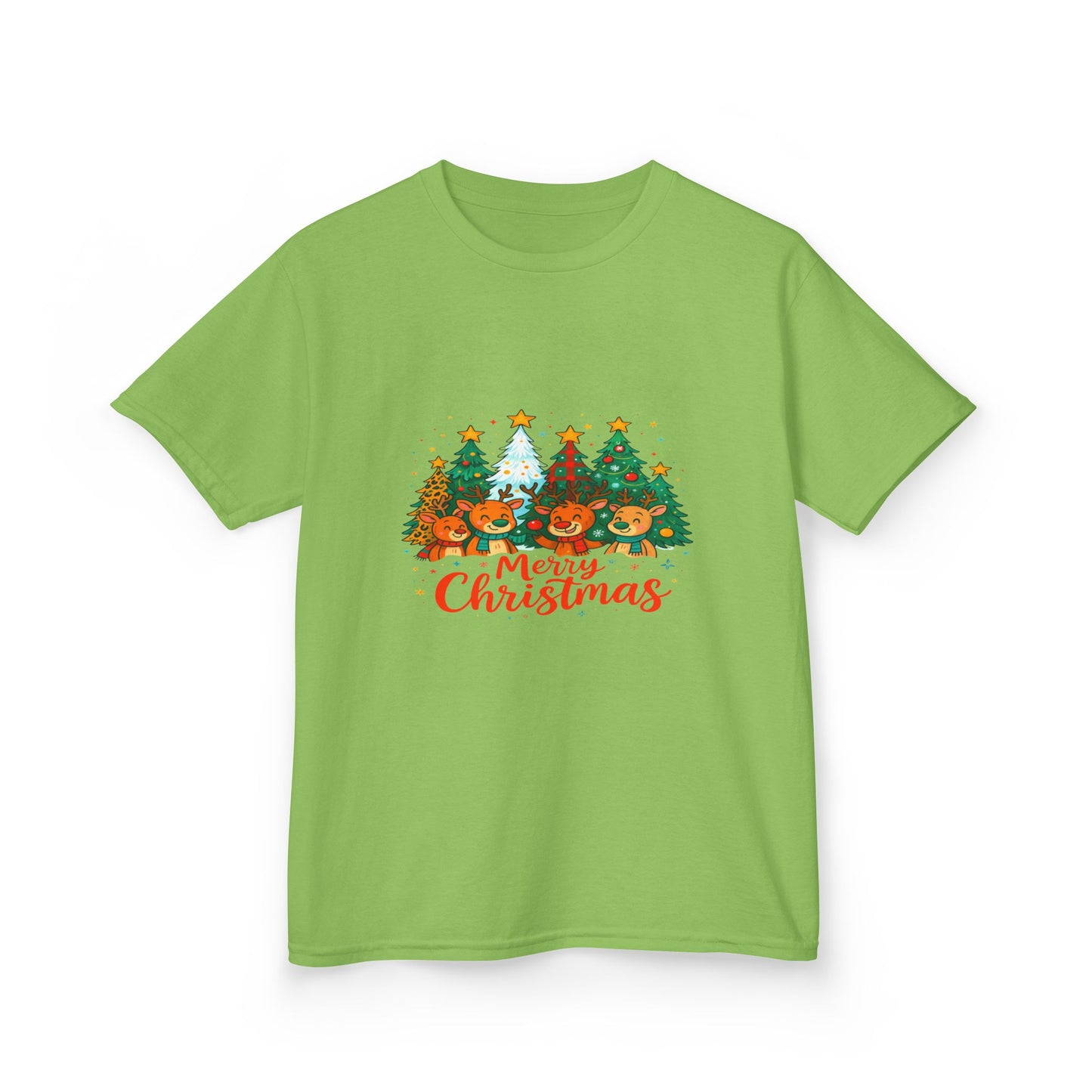 Merry Christmas Reindeer & Dino Trees Kids Tee