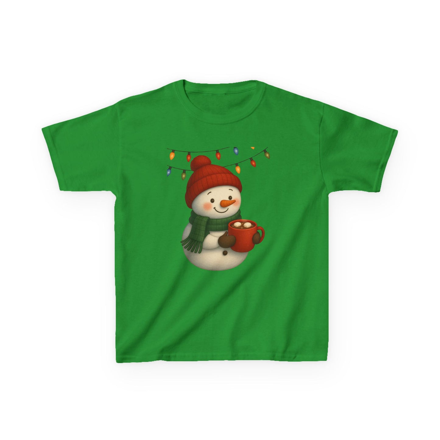 Snowman Dino Hot Chocolate Kids Christmas Tee