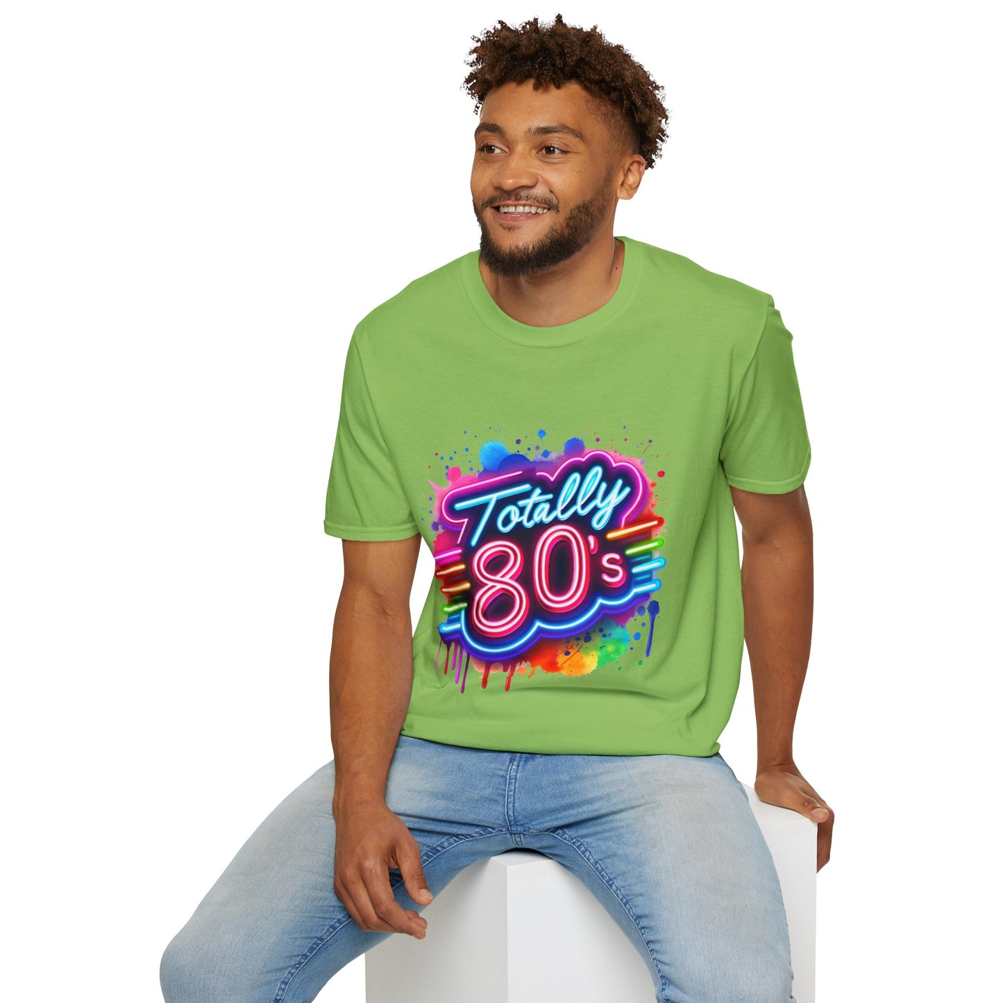Totally 80s Unisex Softstyle T-Shirt – Retro Vintage Tee, Nostalgic Gift, Party Shirt, Perfect for 80s Theme Events, Festival Wear