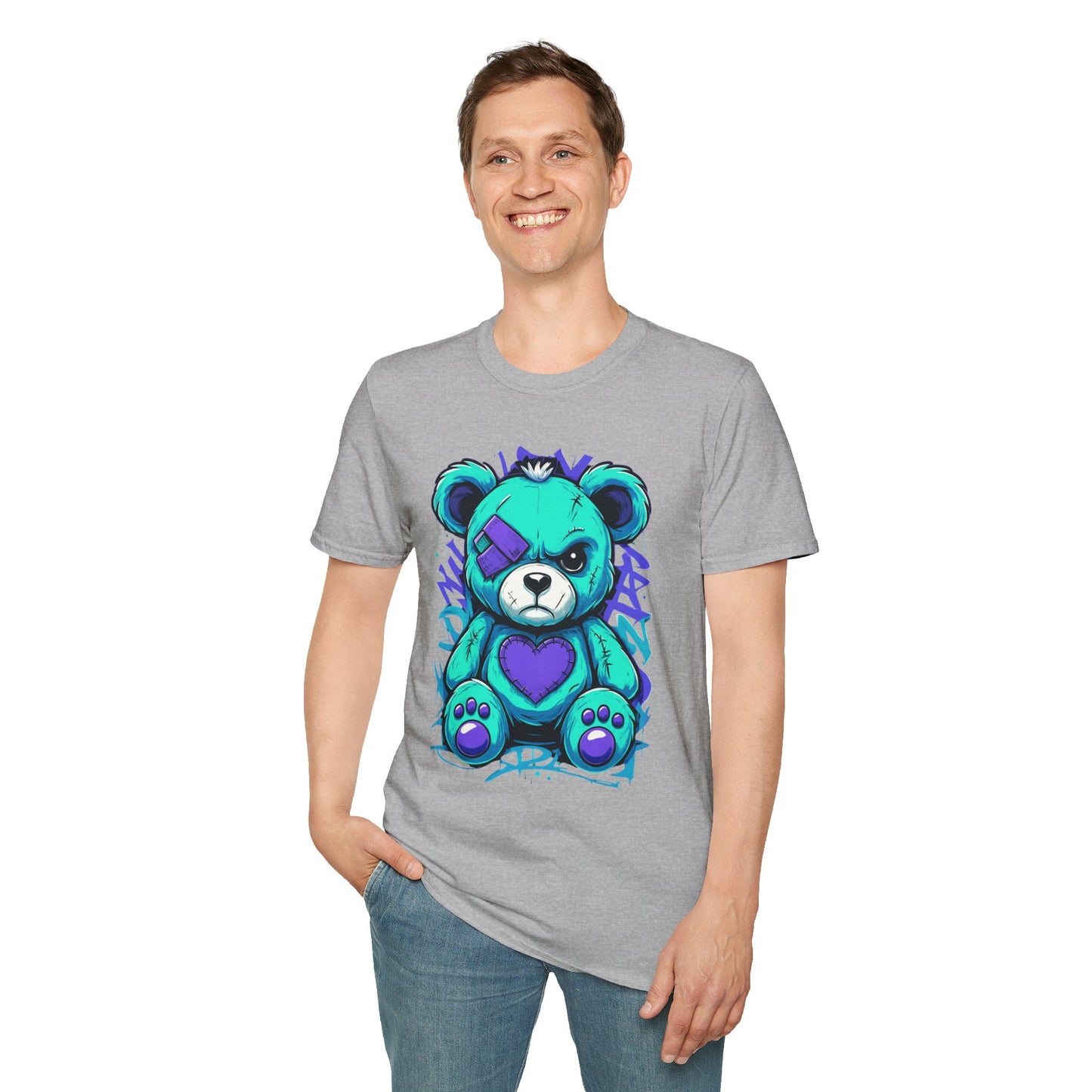 Adorable Grumpy Bear Unisex Softstyle T-Shirt | Cute Graphic Tee, Casual Wear, Gift for Animal Lovers, Birthday Present, Fun Fashion