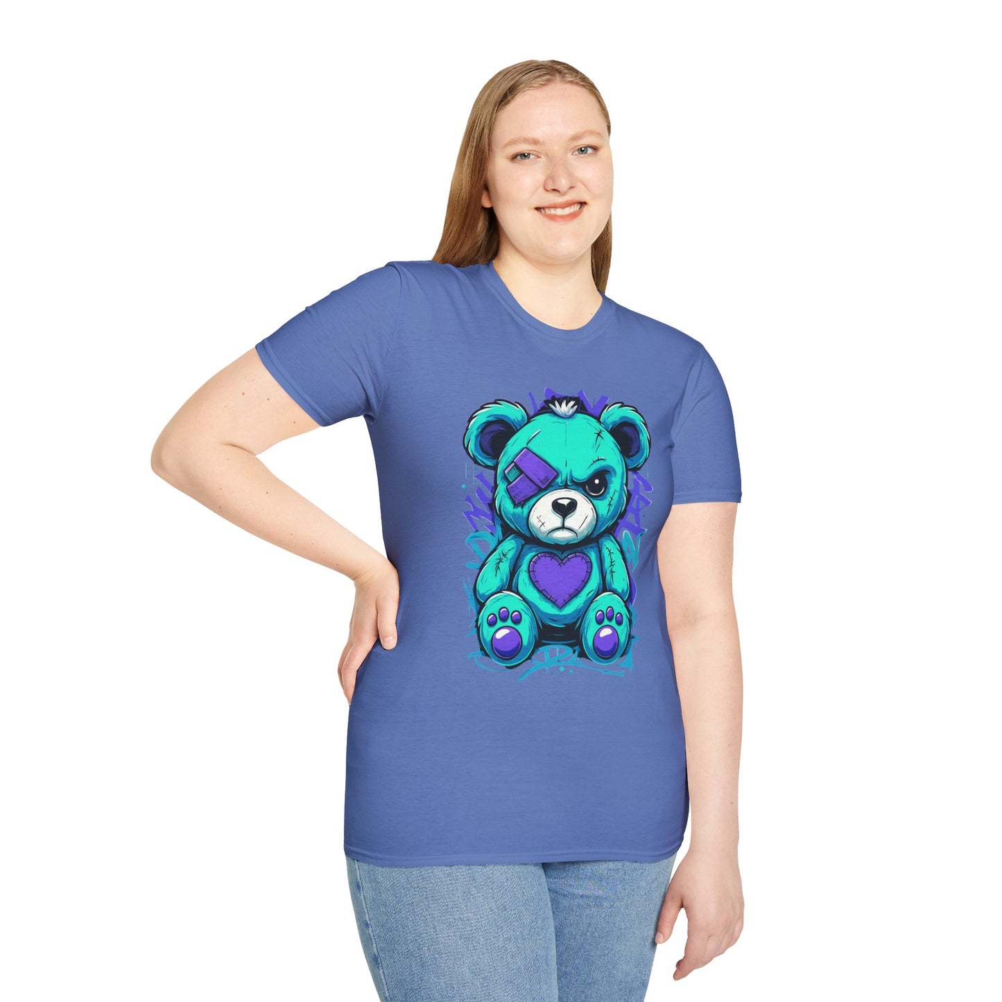 Adorable Grumpy Bear Unisex Softstyle T-Shirt | Cute Graphic Tee, Casual Wear, Gift for Animal Lovers, Birthday Present, Fun Fashion