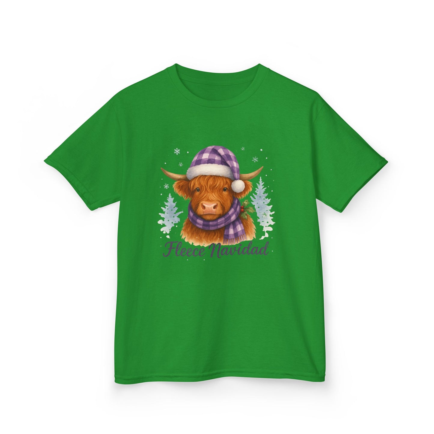 Fleece Navidad Highland Cow Kids Christmas Tee