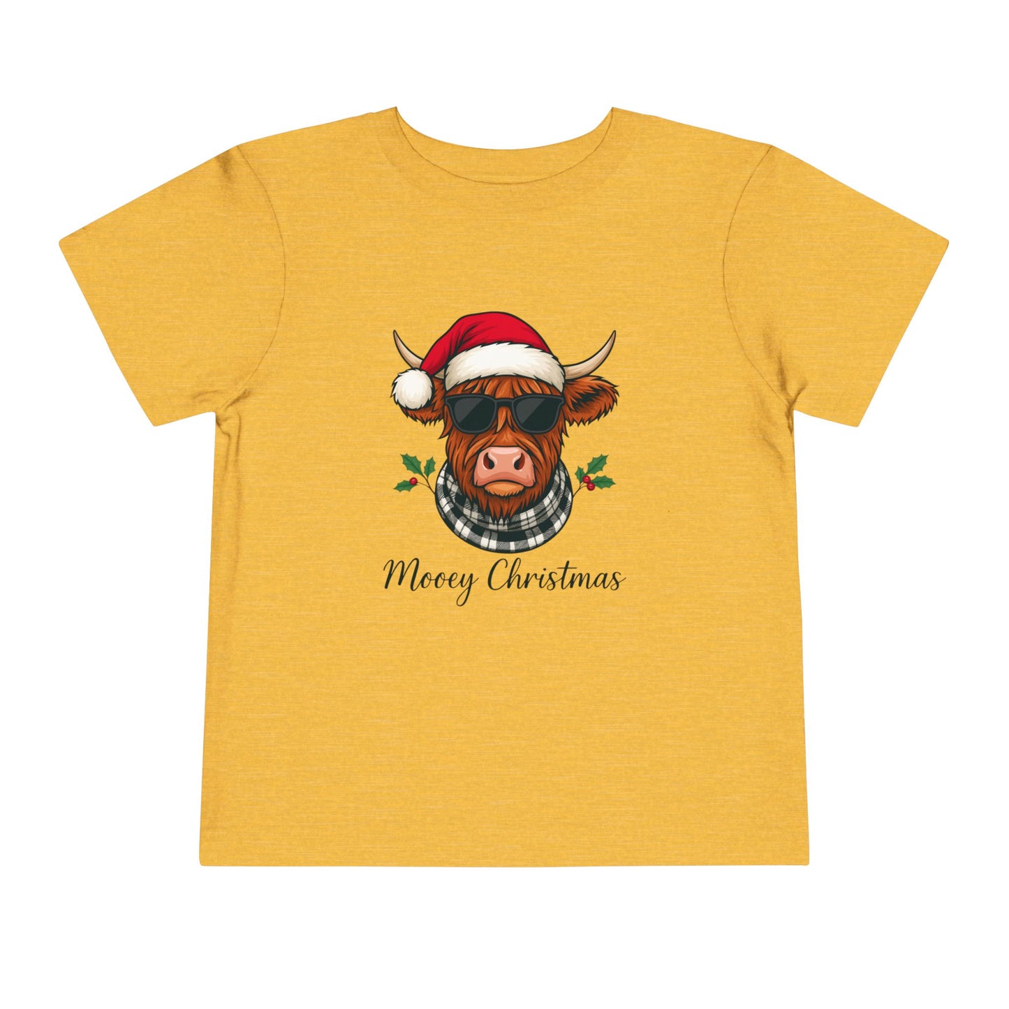 Mooey Christmas Highland Cow Toddler Tee