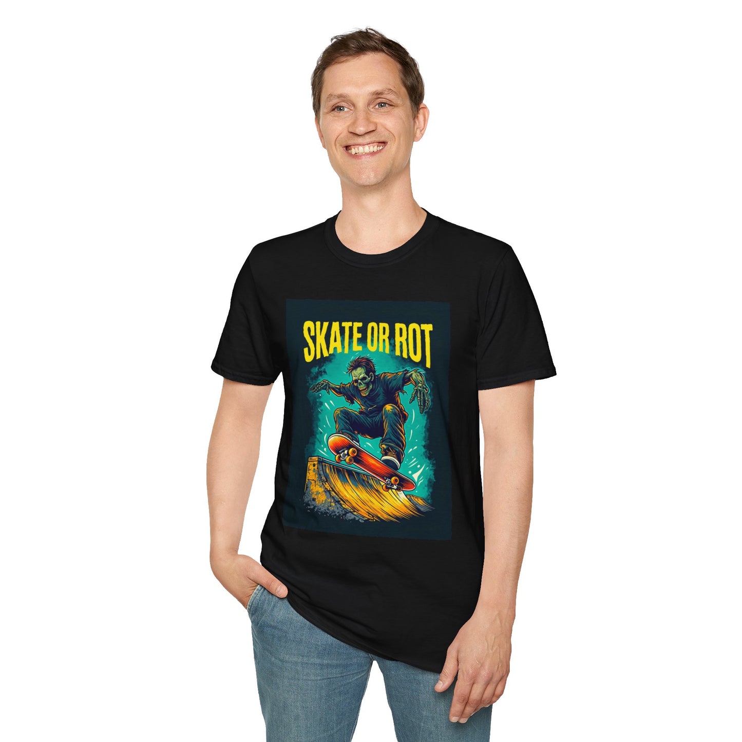 Skate or Rot Unisex Softstyle T-Shirt - Perfect for Skate Lovers, Casual Wear, Gift for Birthdays, Skateboarding Events, Summer Days