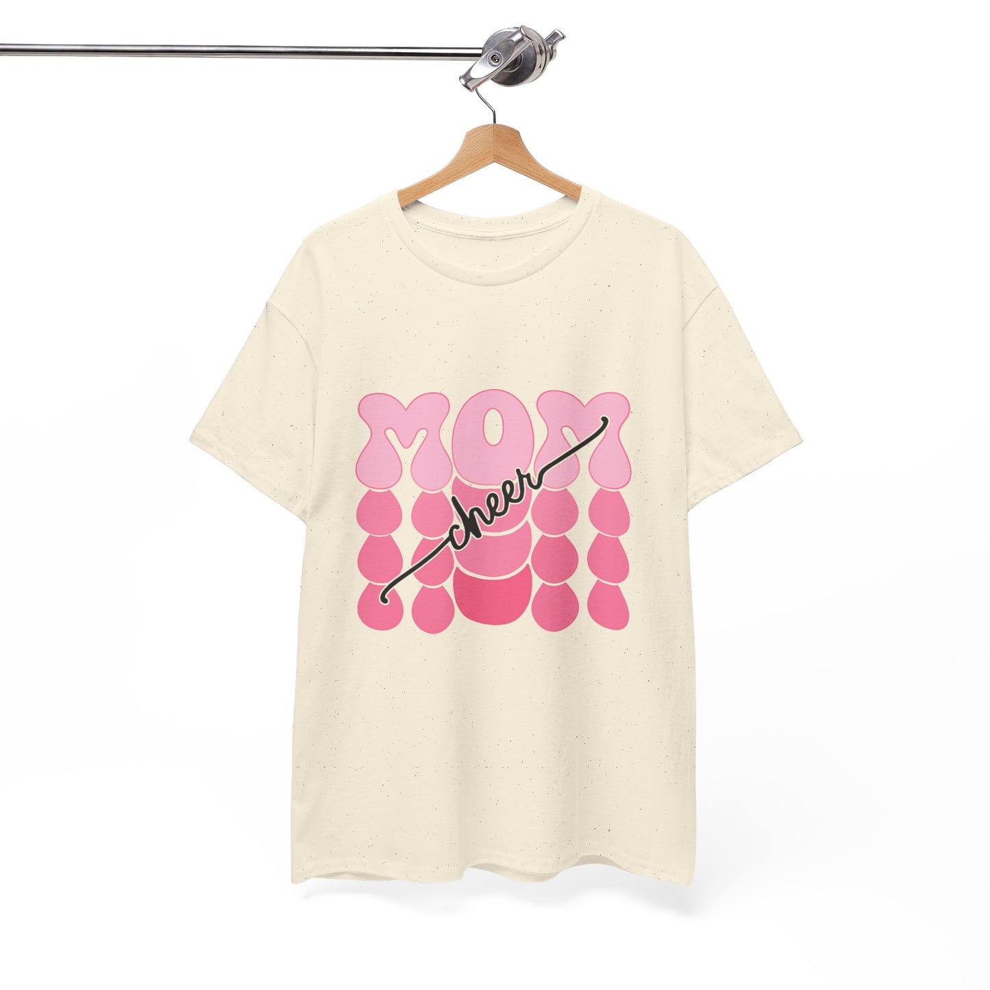 MOM Cheer – Pink Bubble Letter Spirit Tee