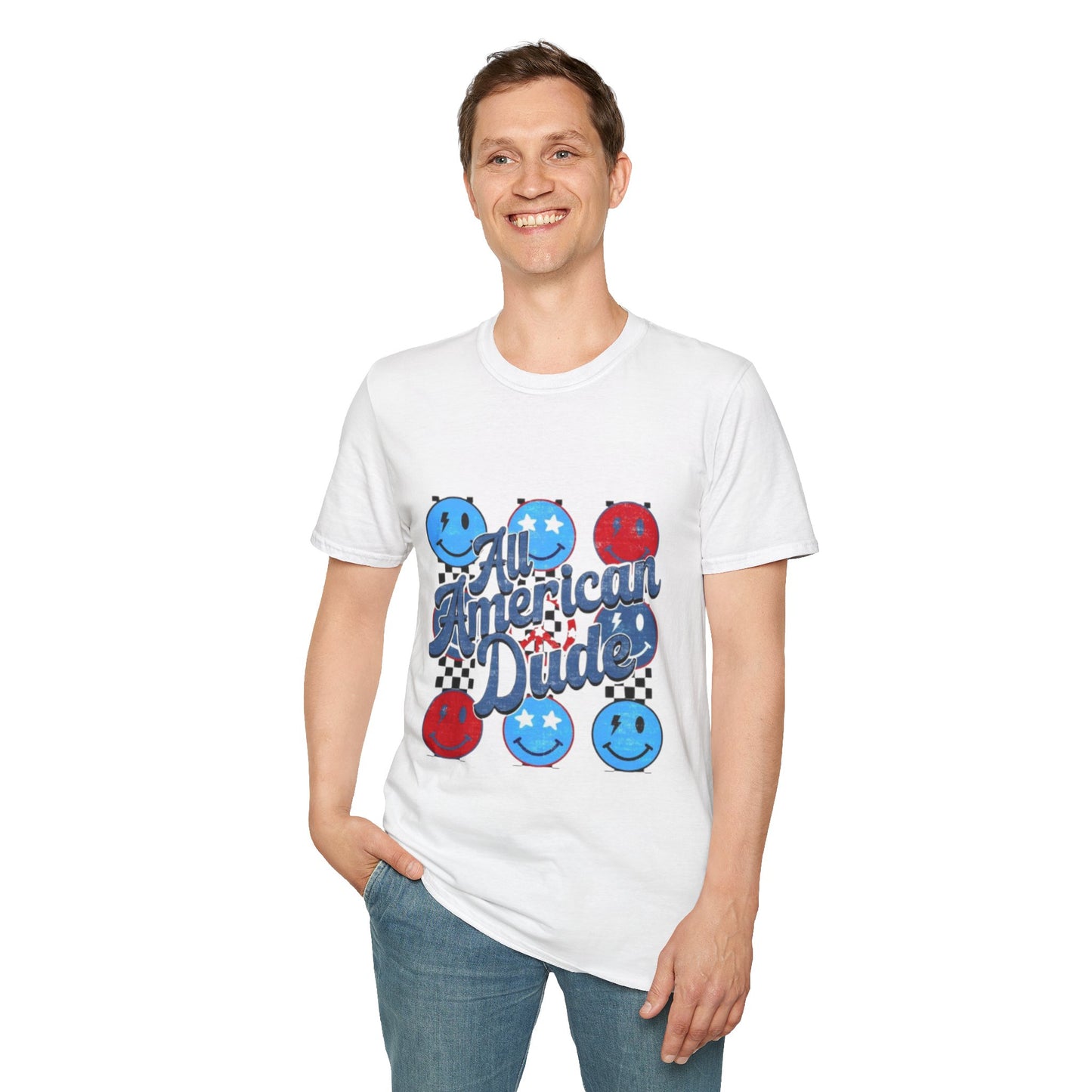 All American Dude Unisex T-Shirt, Patriotic Tee, Summer Fashion, Gift for Him, July 4th Celebration, Casual Wear