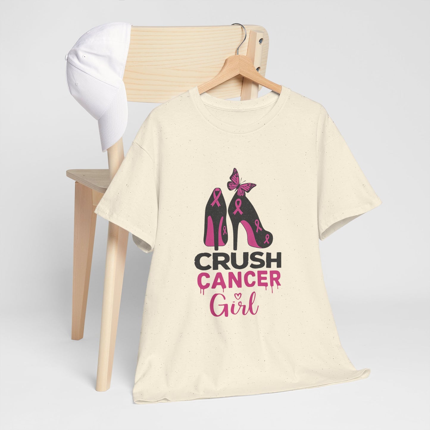 Crush Cancer Girl Tee: High Heels, Pink Ribbon, Hope