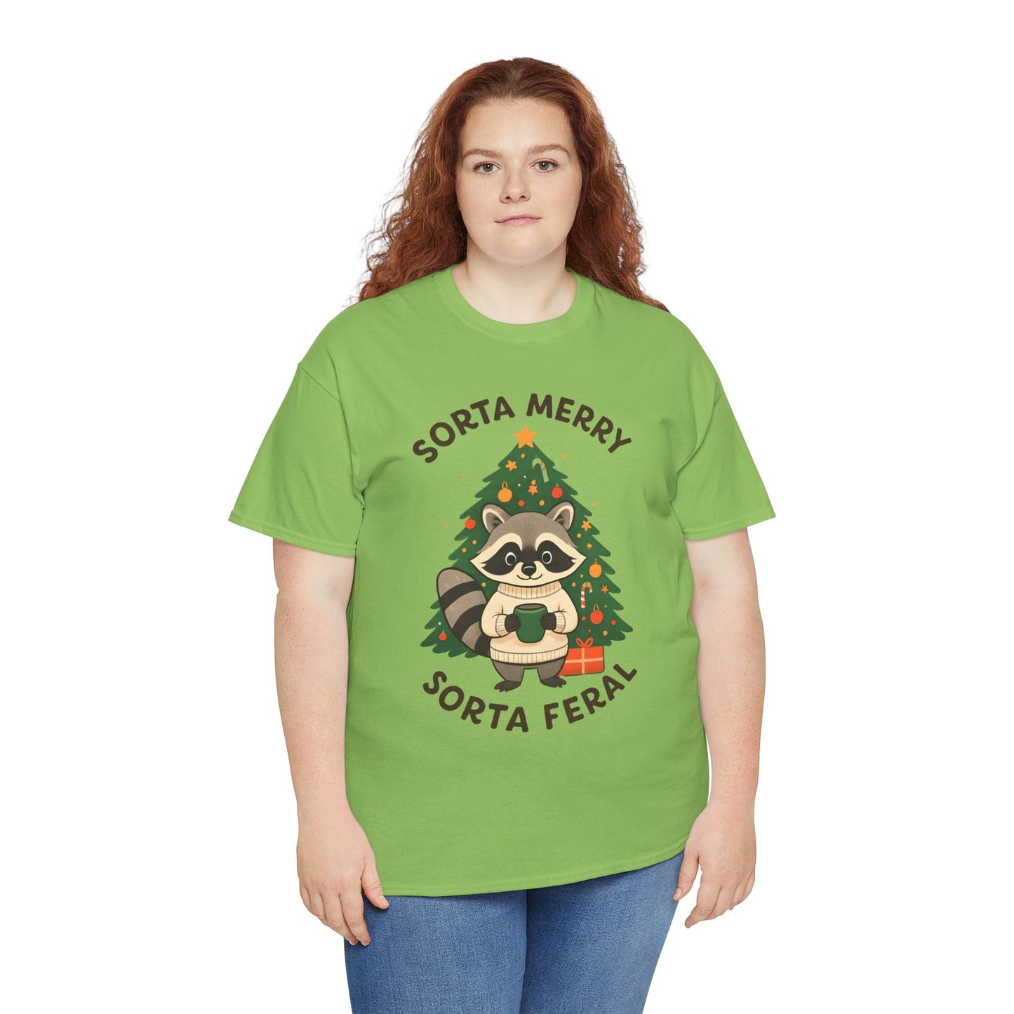 Sorta Merry Sorta Feral Raccoon Christmas Tee