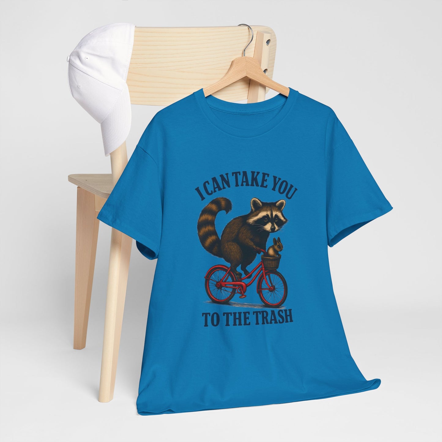 Cotton Tee Vintage Raccoon Bicycle Graphic Shirt