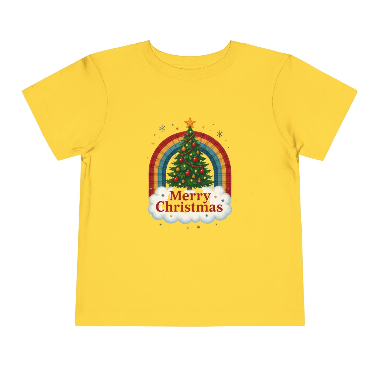 Merry Christmas Plaid Rainbow Tree Toddler Tee
