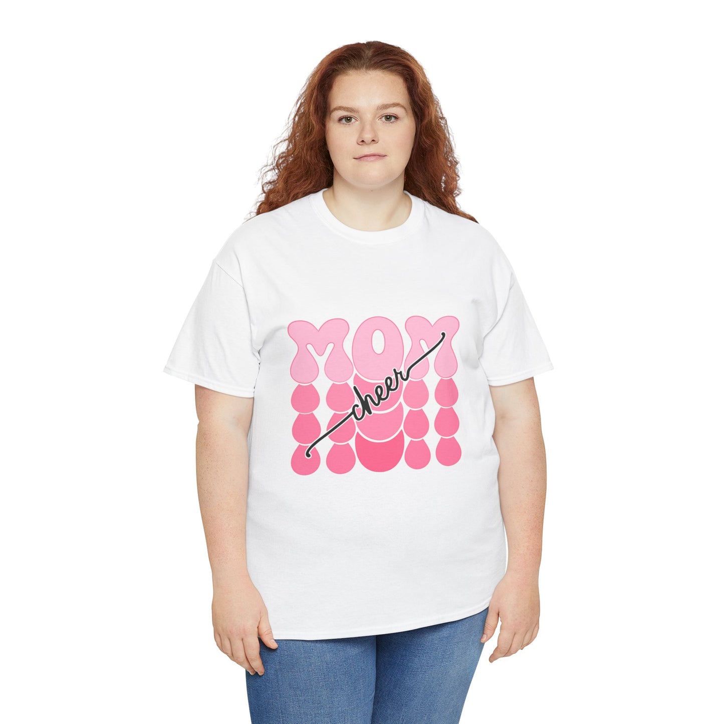 MOM Cheer – Pink Bubble Letter Spirit Tee