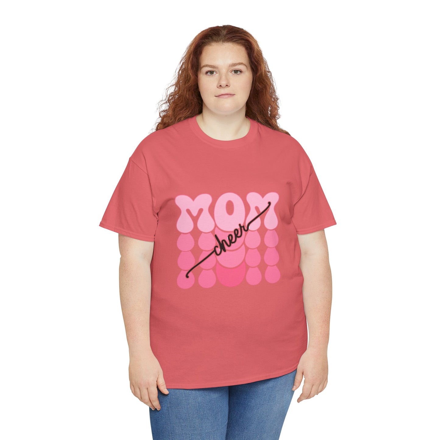 MOM Cheer – Pink Bubble Letter Spirit Tee