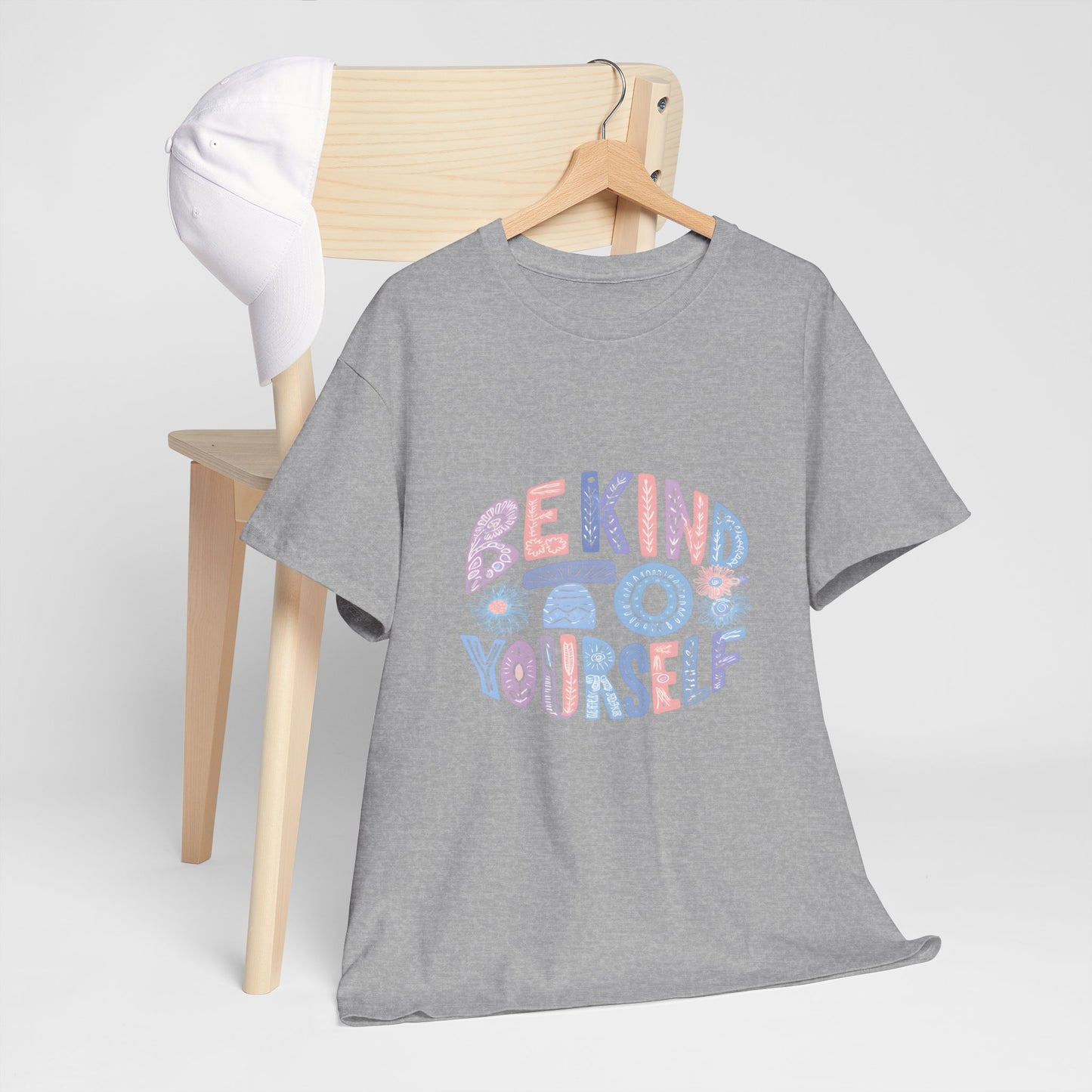 Be Kind to Yourself Pink T-Shirt – Uplifting Floral Self-Care Message