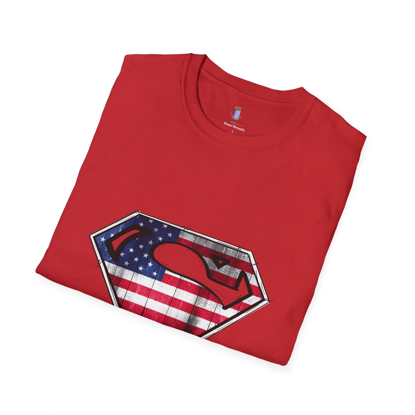 Superdad Patriotic T-Shirt | Unisex Softstyle Tee | Perfect for Father's Day, Dad's Birthday, Casual Wear, Superhero Theme