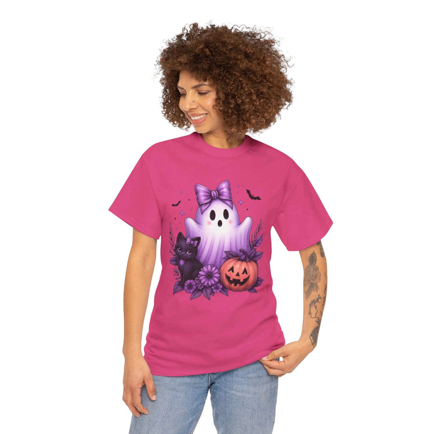 Pastel Halloween Ghost Cat Tee