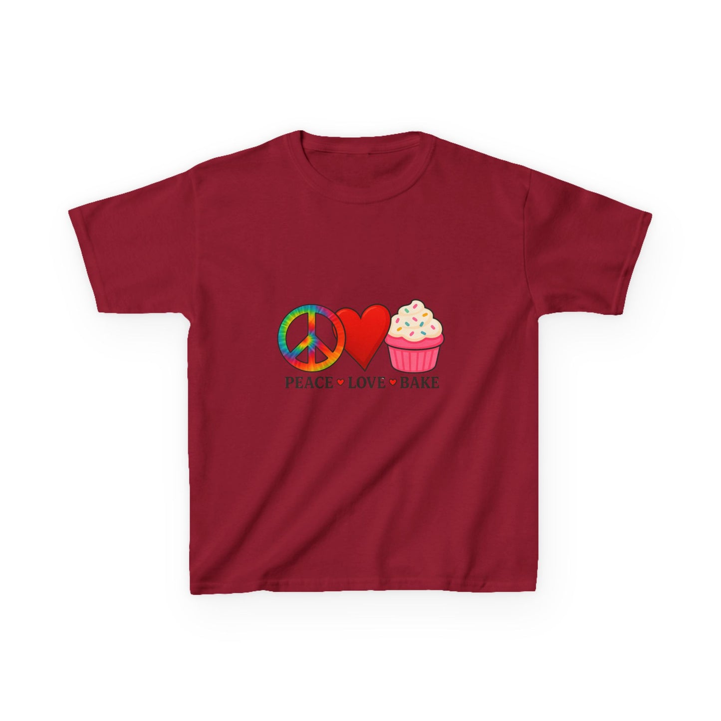 Peace Love Bake Dinosaur Kids Tee - Christmas Gift