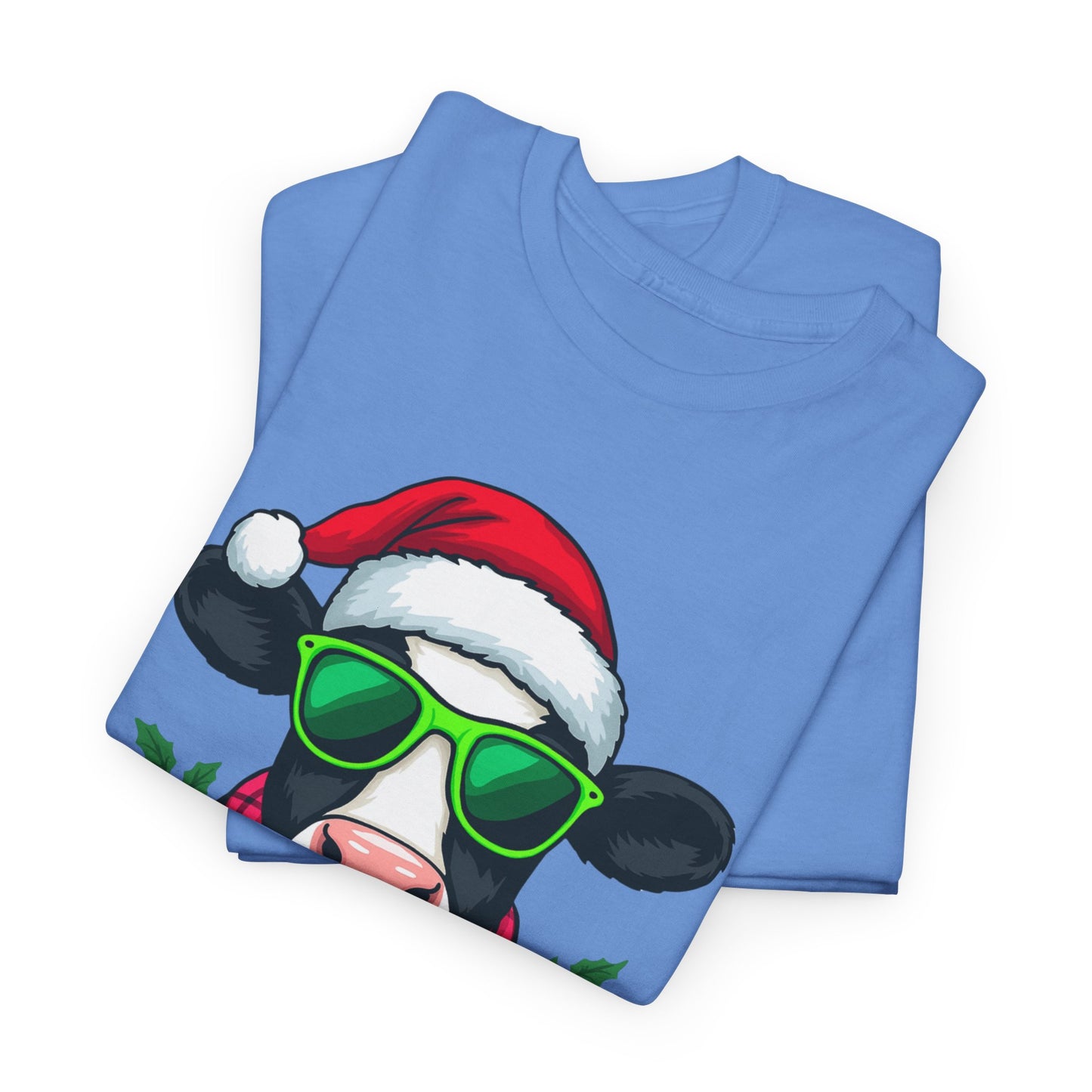 Moovey Christmas Cow Tee - Pink Plaid Scarf & Sunglasses
