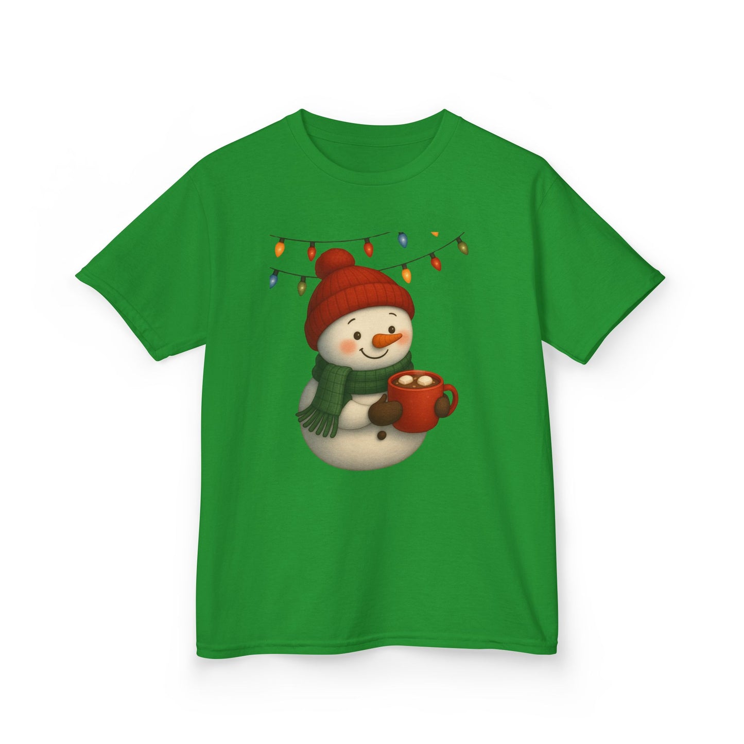 Snowman Dino Hot Chocolate Kids Christmas Tee