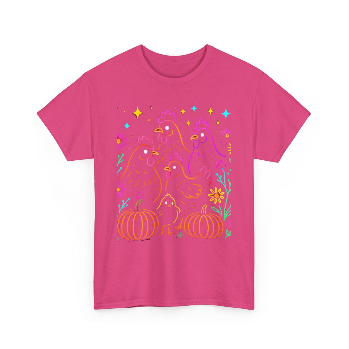 Autumn Glow Chicken Tee – Colorful Farmhouse Pumpkin Shirt