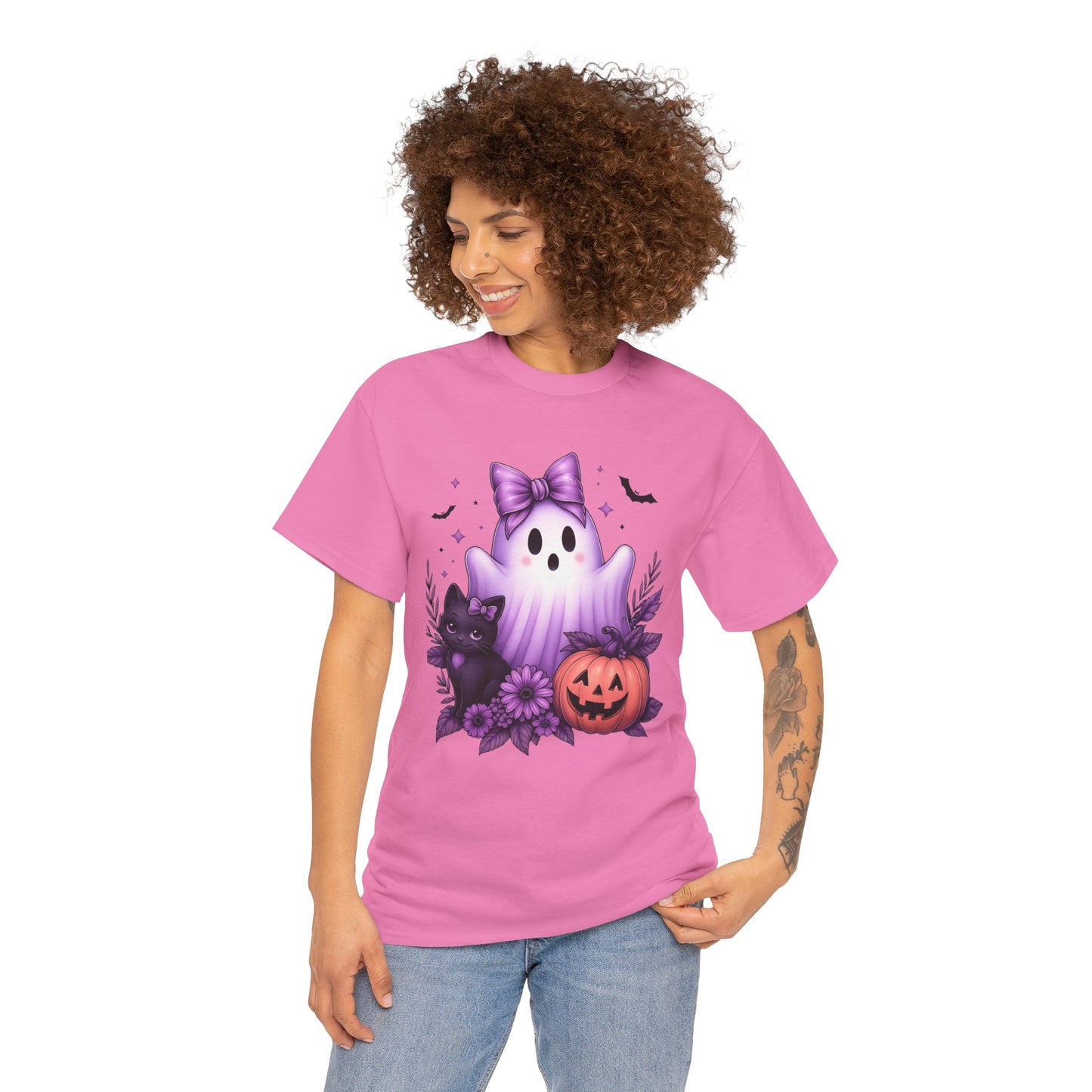 Pastel Halloween Ghost Cat Tee