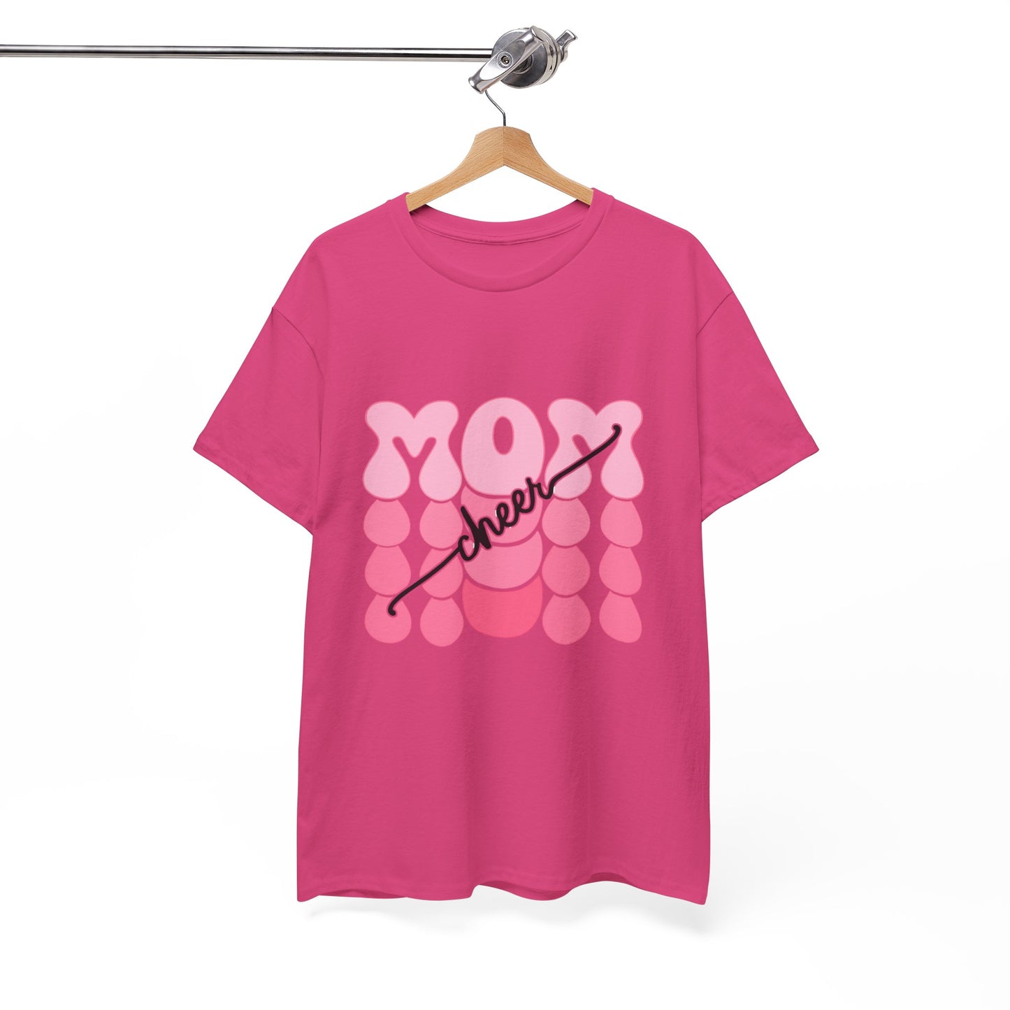MOM Cheer – Pink Bubble Letter Spirit Tee
