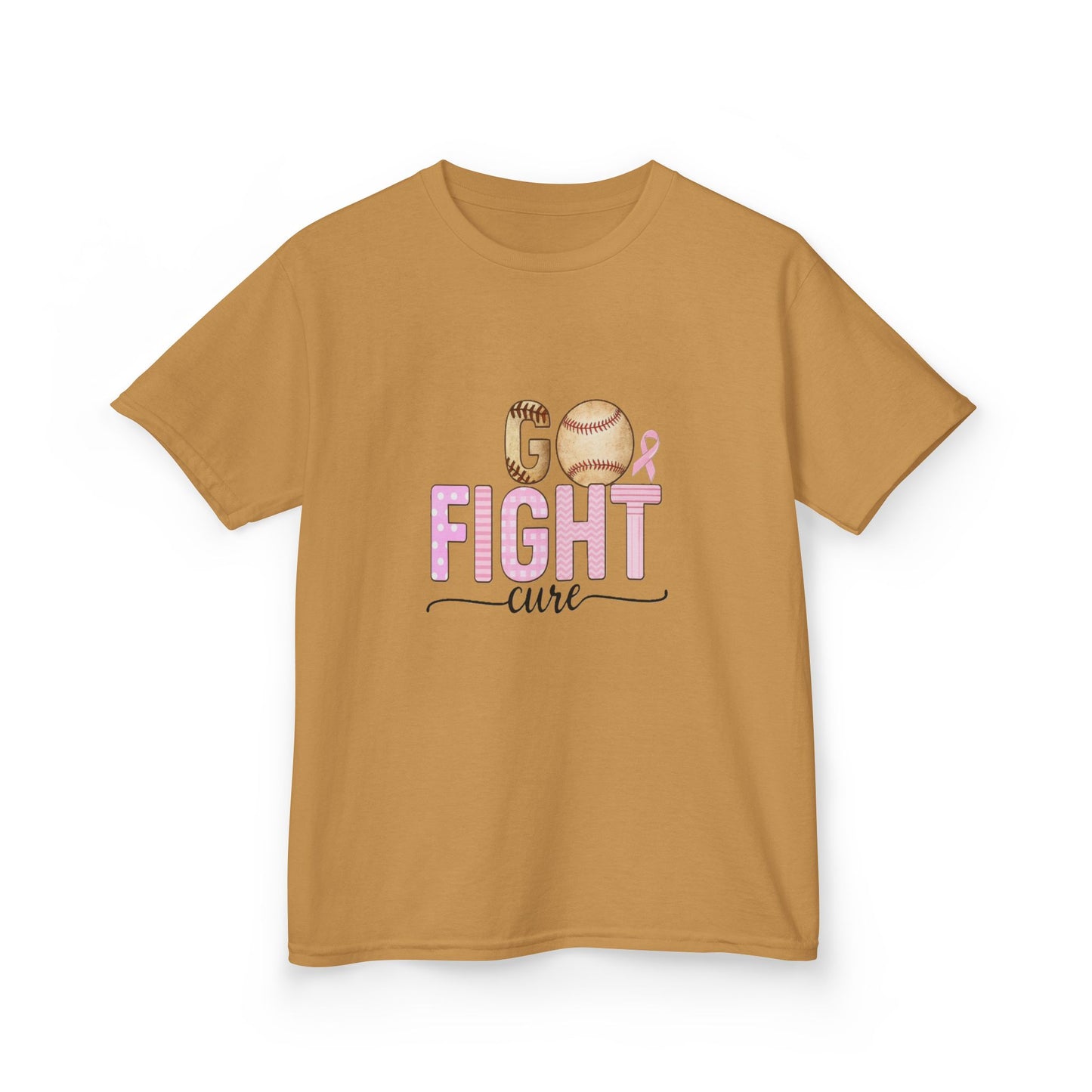 Go Fight Cure Baseball Pink Ribbon Kids Christmas Tee