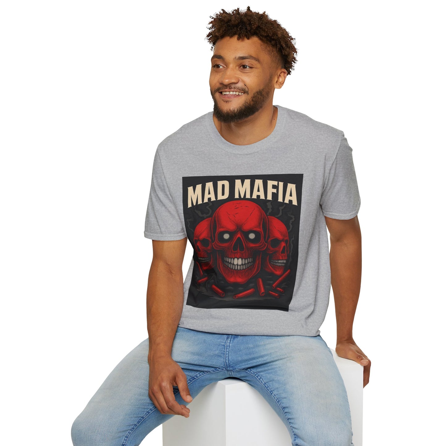 Bold Graphic Tee - Mad Mafia Design, Unisex T-Shirt for Casual Wear, Streetwear Vibe, Gift for Music Lovers, Halloween Outfit