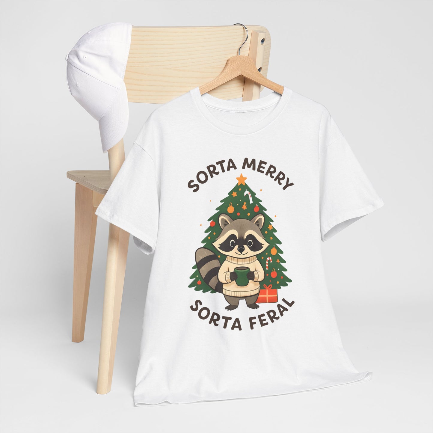 Sorta Merry Sorta Feral Raccoon Christmas Tee