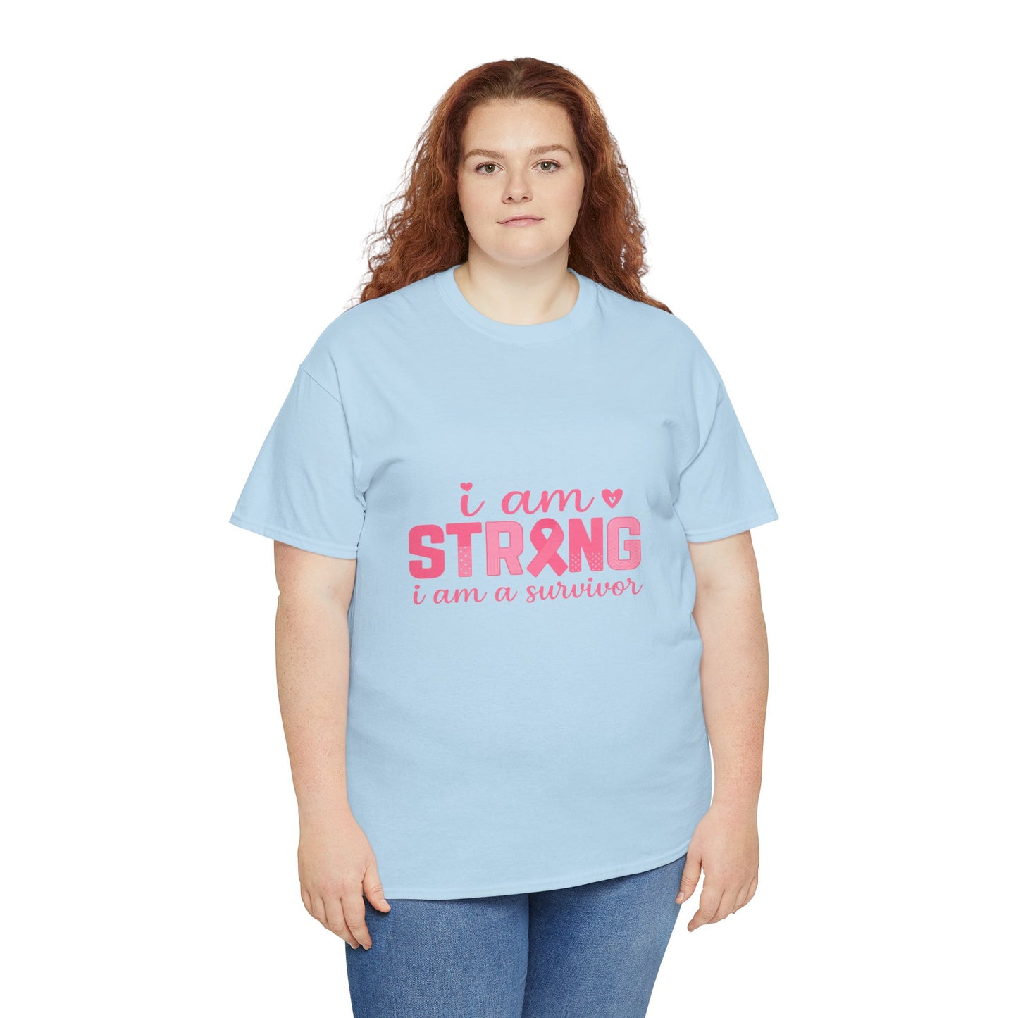 I AM STRONG - Pink Ribbon Breast Cancer Awareness Tee