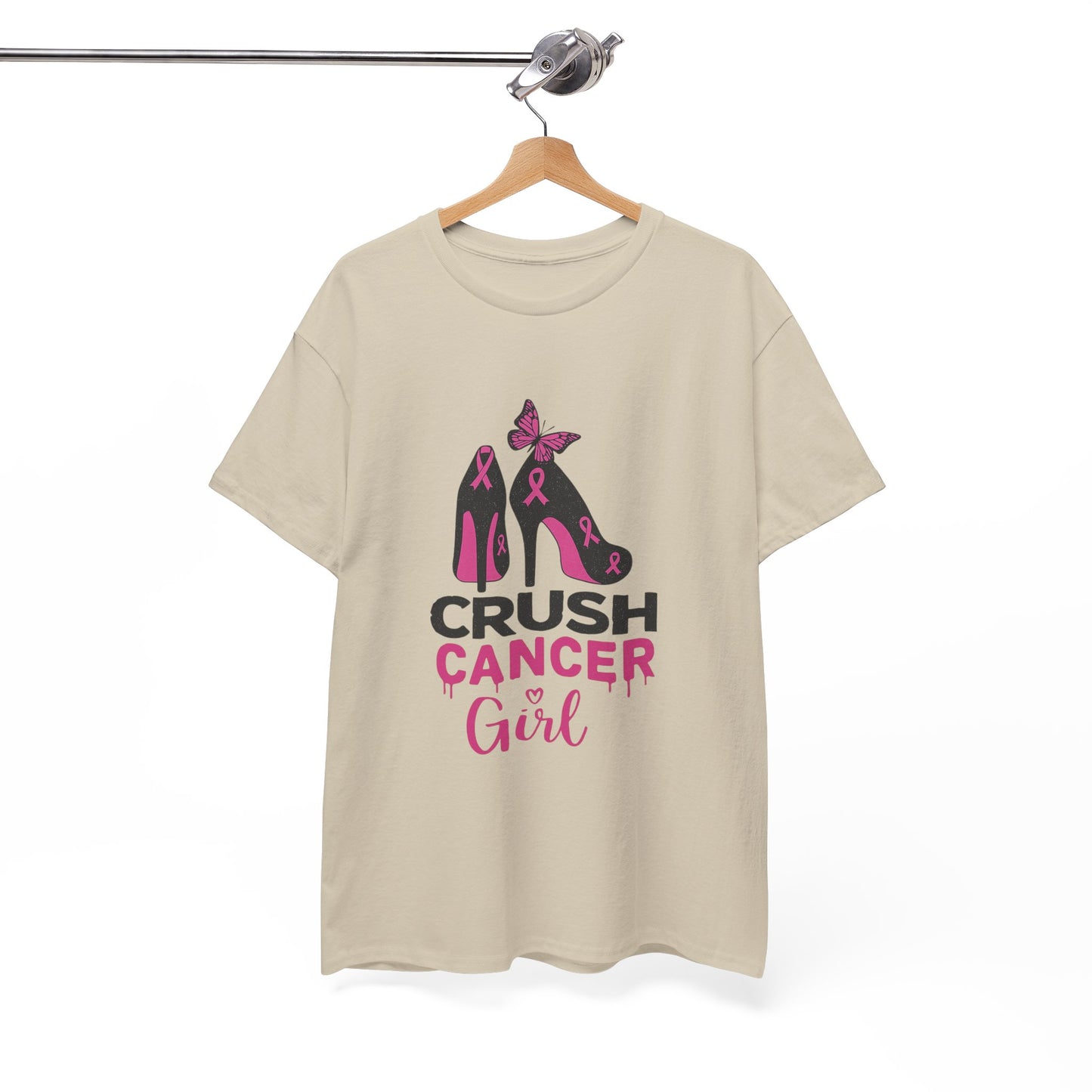 Crush Cancer Girl Tee: High Heels, Pink Ribbon, Hope