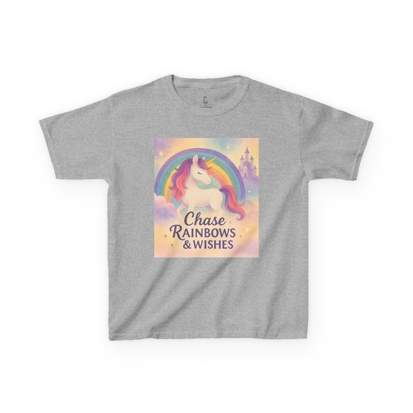 Chase Rainbows & Wishes Unicorn Kids Tee, Magical T-Shirt, Birthday Gift for Kids, Unicorn Lover Apparel, Playful Cotton Tee