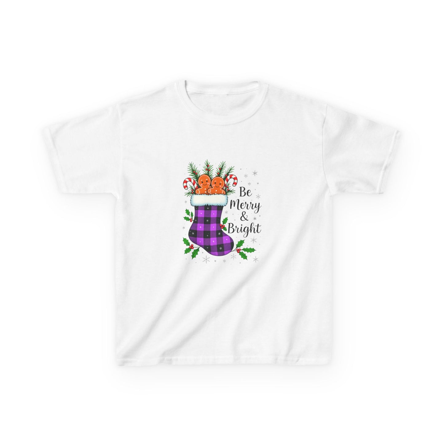 Dino Stocking Christmas Tee - Be Merry & Bright