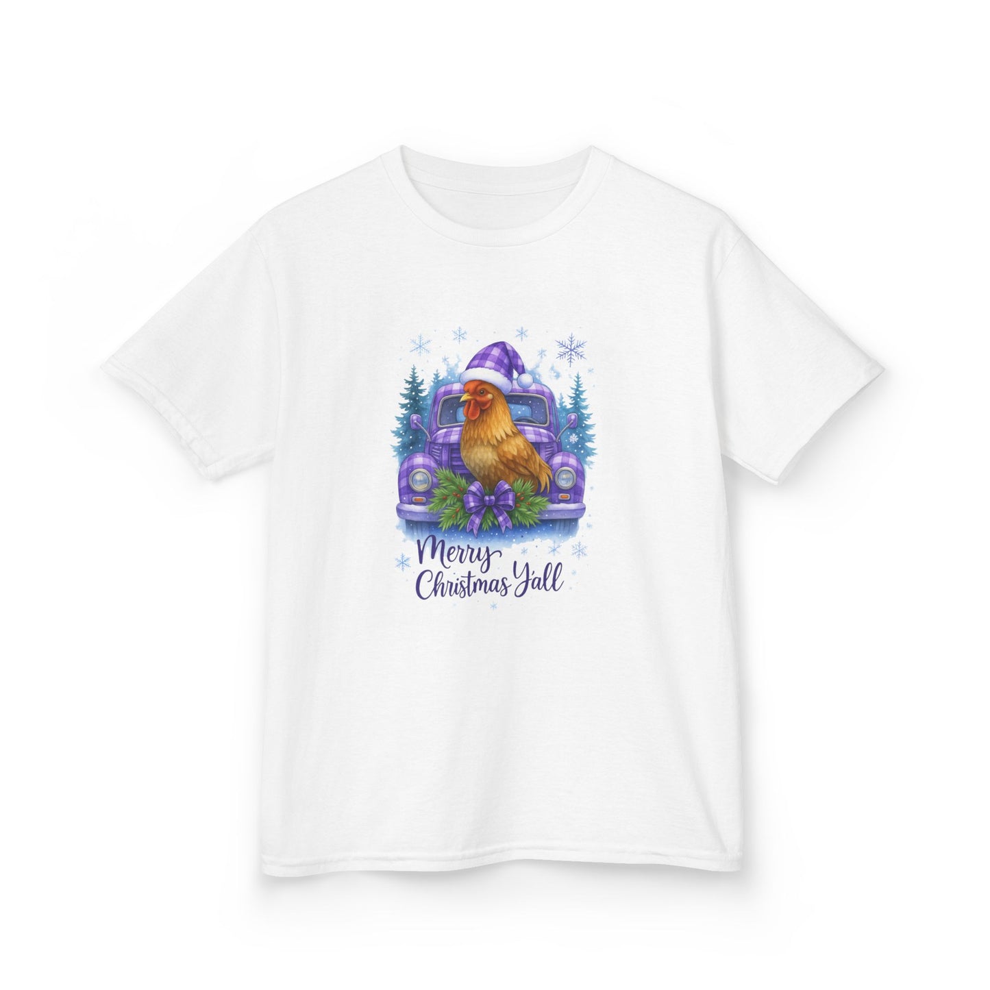 Merry Christmas Y'all Chicken Truck Tee - Kids Holiday Shirt