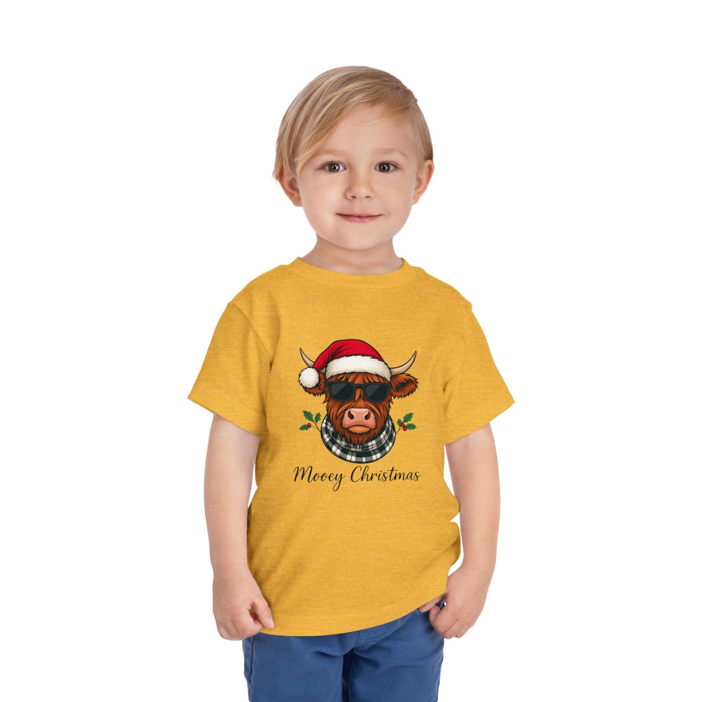 Mooey Christmas Highland Cow Toddler Tee