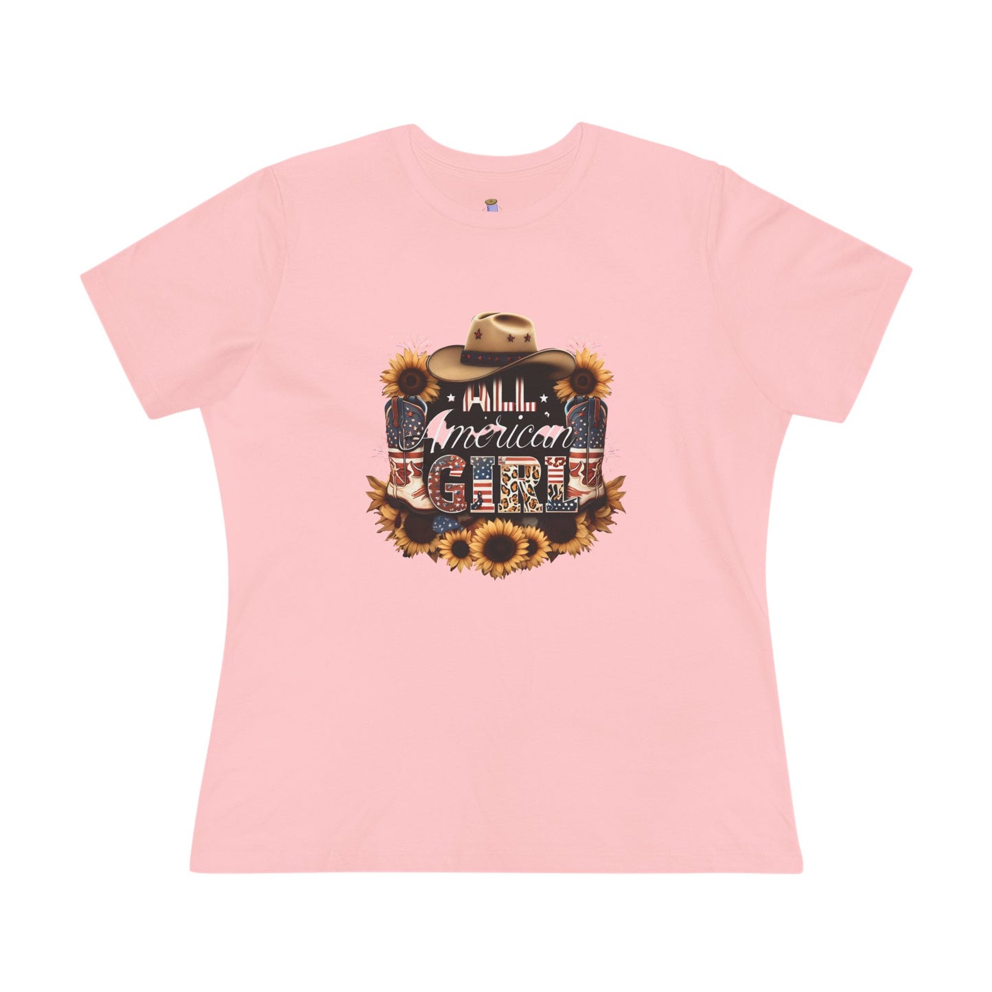 Rustic American Girl Tee, Country Style Shirt, Summer Outfit, Gift for Her, Everyday Casual Wear, Farmhouse Fashion