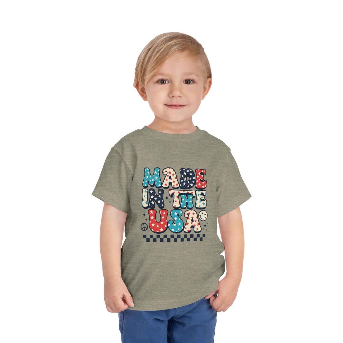 Toddler Tee Vintage Made in USA Retro Smiley Peace Sign Star Design