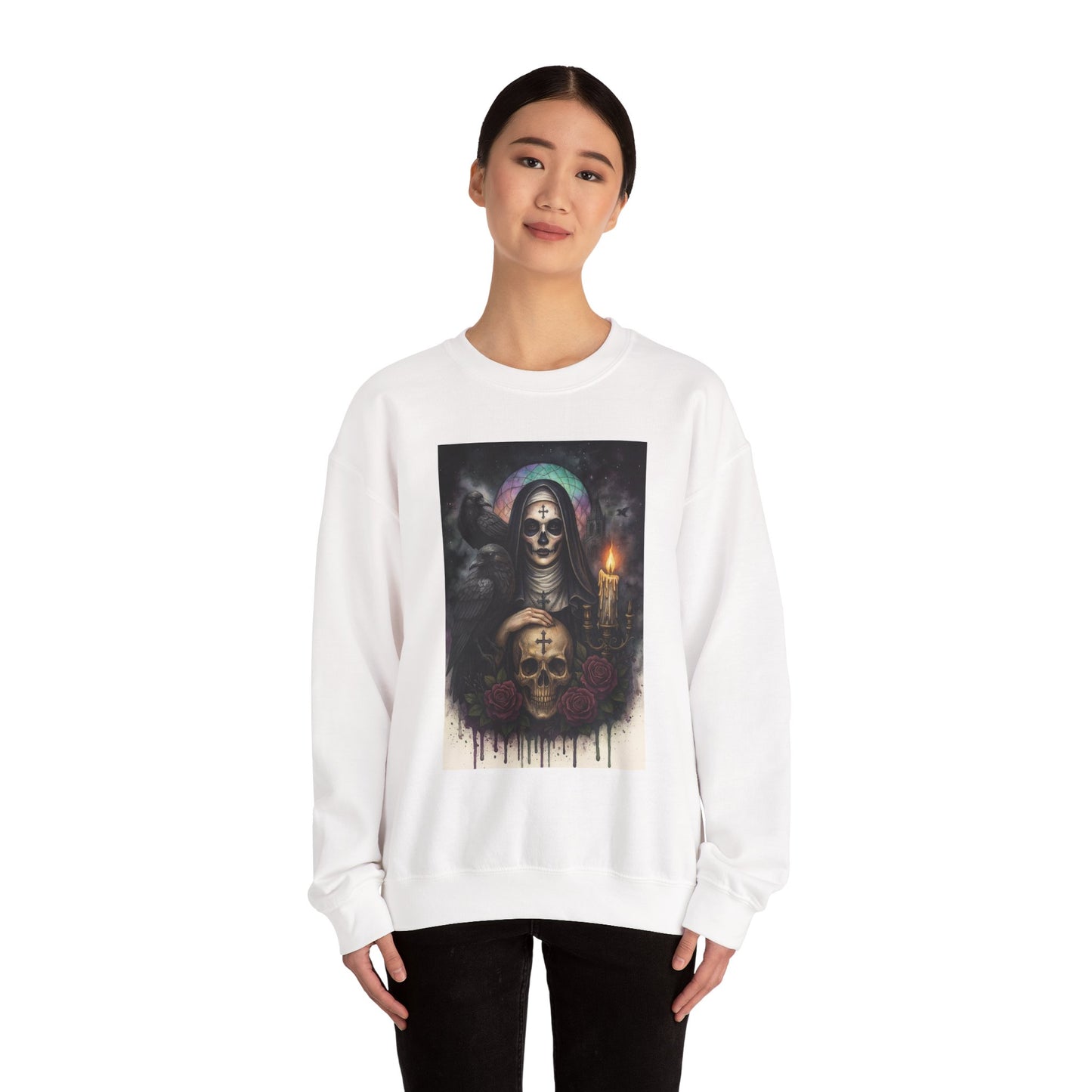 Gothic Nun Skull Halloween Crewneck Sweatshirt