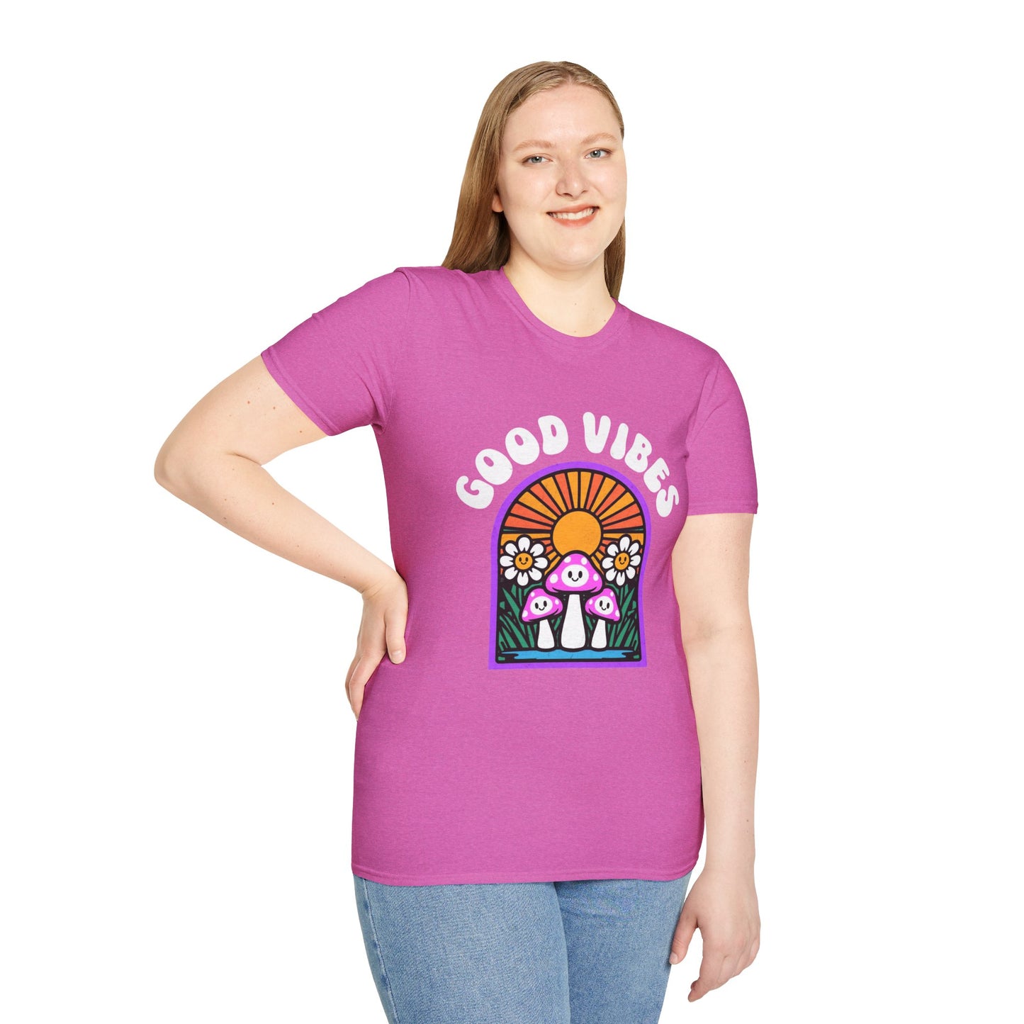 Good Vibes Unisex Softstyle T-Shirt | Retro Graphic Tee | Summer Vibe Shirt | Festival Fashion | Relaxed Fit Casual Top
