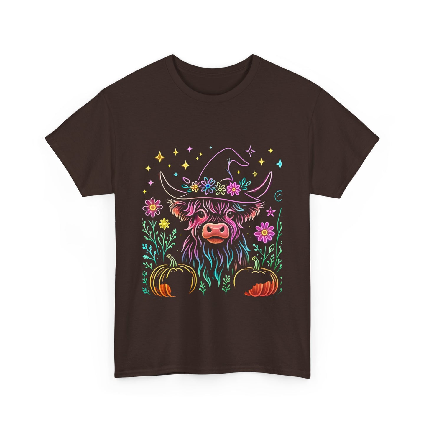 🎃 Magical Highland Cow Tee – Witchy Pumpkin Farm Shirt