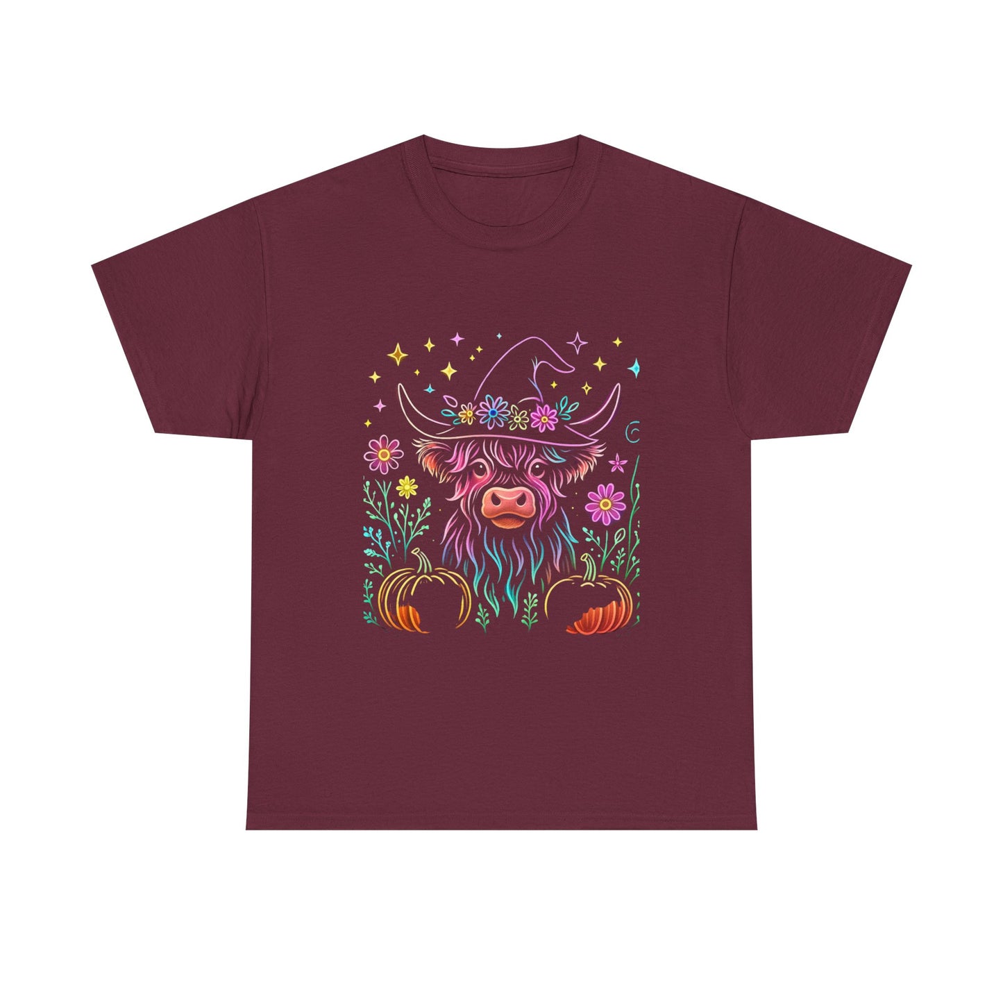 🎃 Magical Highland Cow Tee – Witchy Pumpkin Farm Shirt