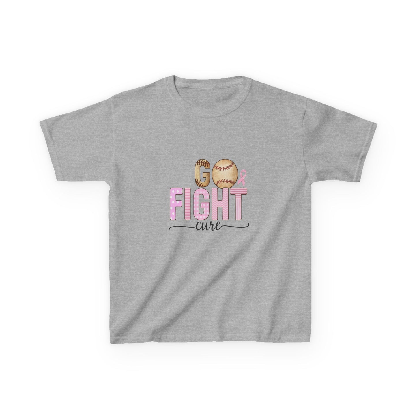 Go Fight Cure Baseball Pink Ribbon Kids Christmas Tee