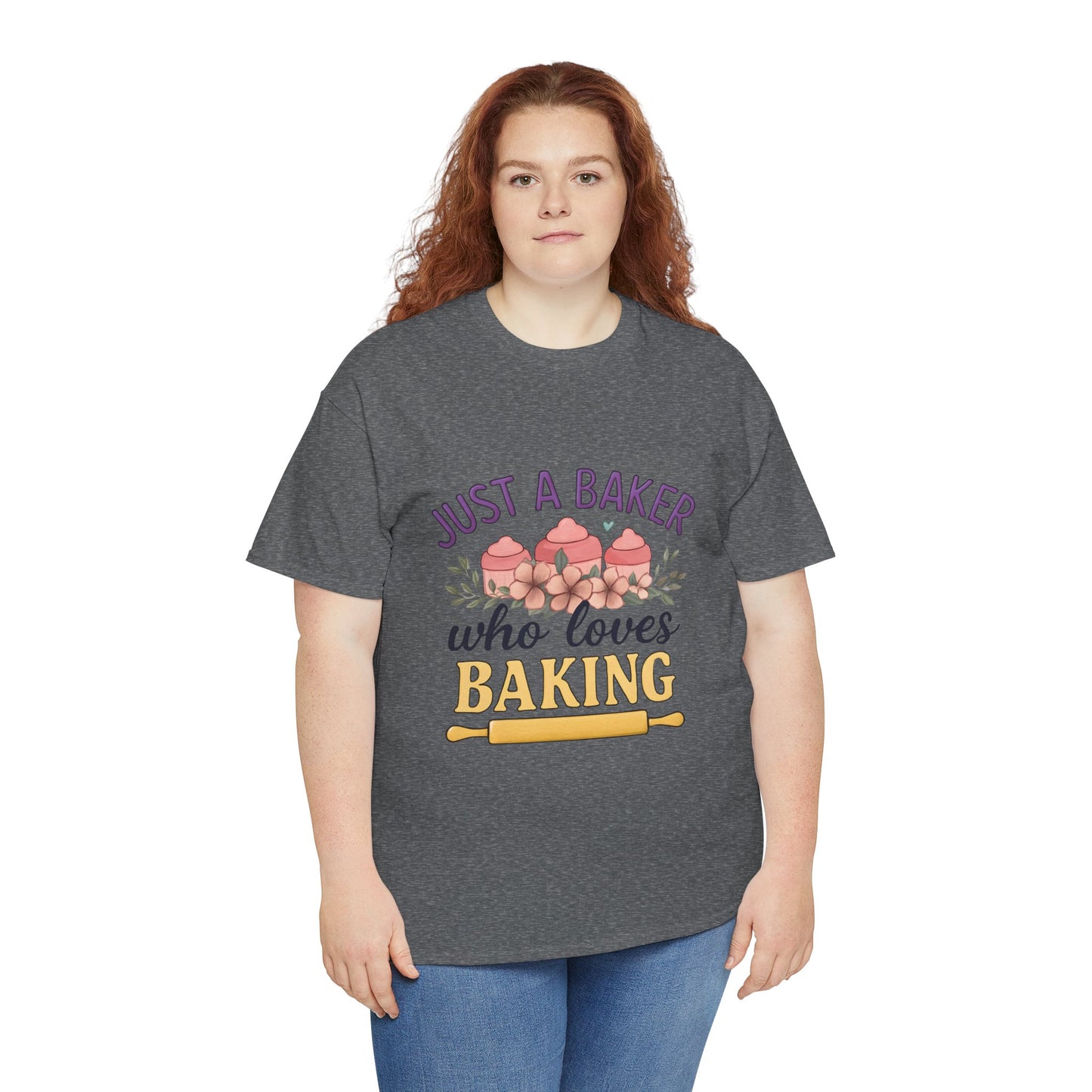 Baking Lover Tee with Cupcake and Rolling Pin Design