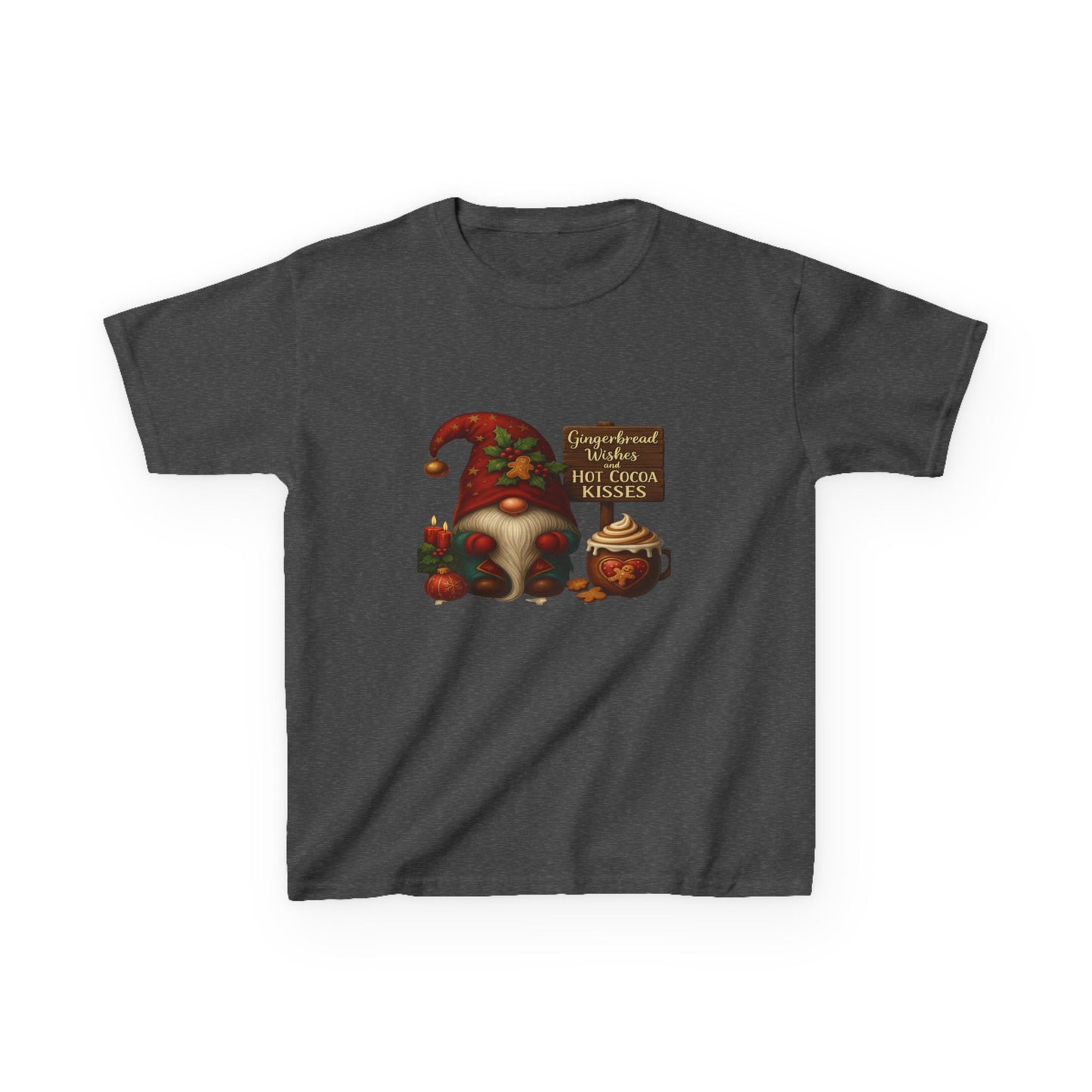 Gingerbread Gnome Dino Christmas Kids Tee