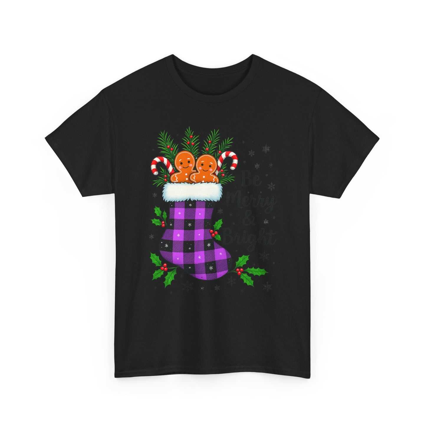 Buffalo Plaid Stocking Unisex Tee - Be Merry & Bright
