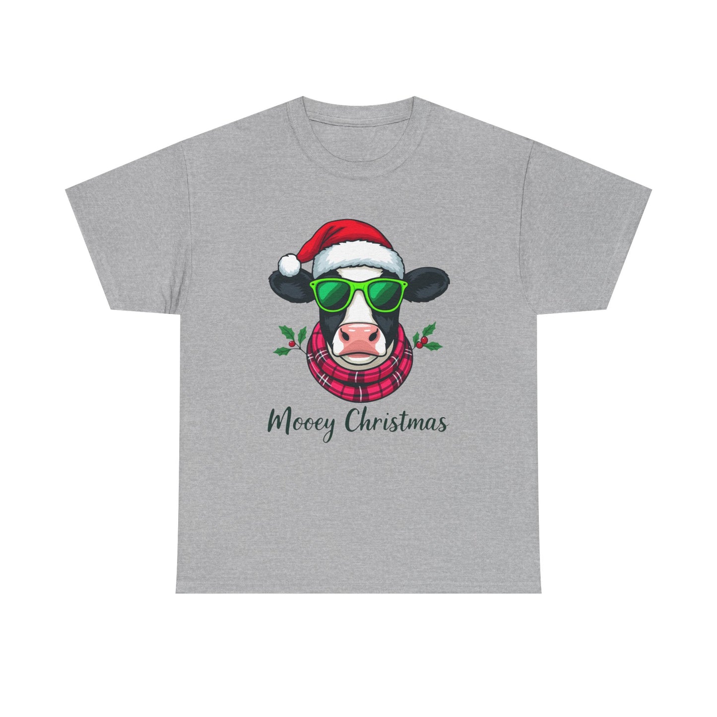 Moovey Christmas Cow Tee - Pink Plaid Scarf & Sunglasses